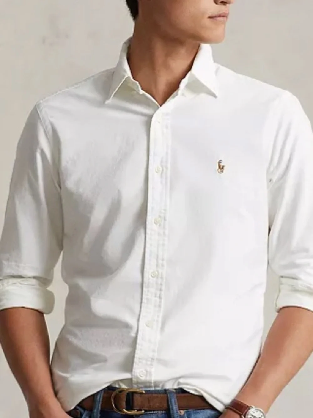Ralph Lauren White Long-Sleeve Oxford Shirt with Pony Logo - Picture 5 of 11